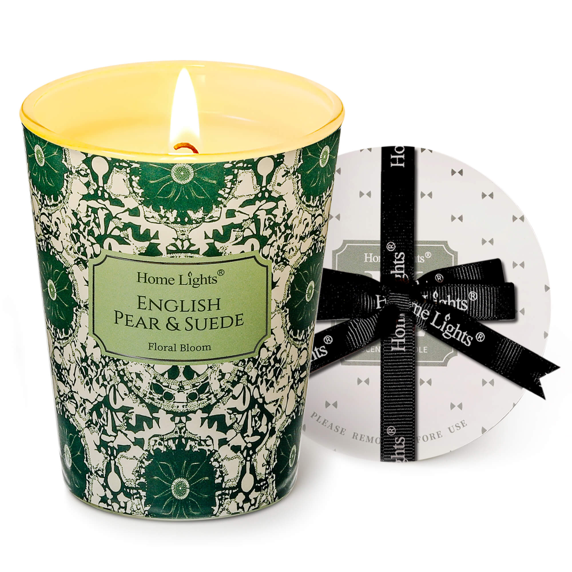 Picture of HomeLights Soy Wax Candles for Home Scented, 1-Wick Candles in English Pear & Suede Scented, Aromatherapy Candles Gift for Parties, Relaxing, Bohemian Natural Textures, 6.7oz