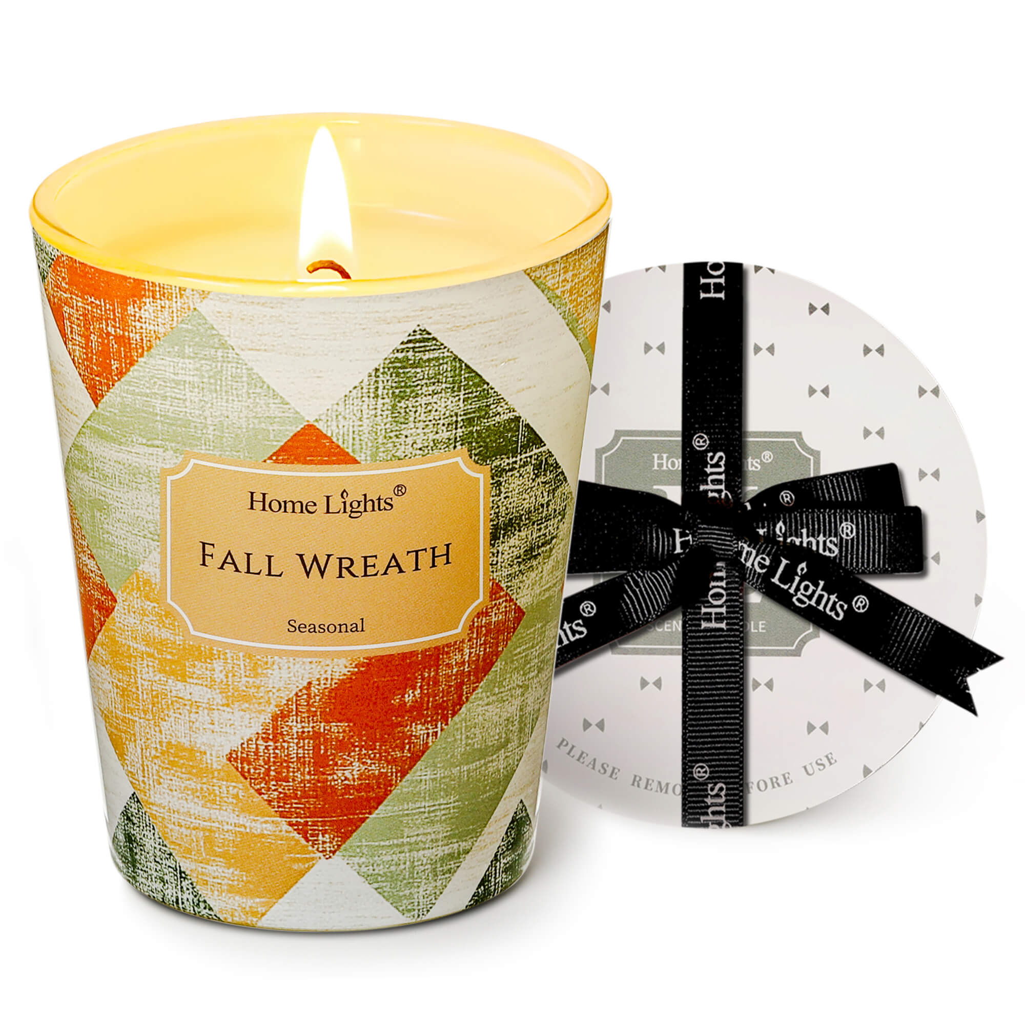 Picture of HomeLights Soy Wax Candles for Home Scented, 1-Wick Candles in Fall Wreath Scented, Rustic Modern Aromatherapy Candles Gift for Parties, Relaxing, 6.7oz