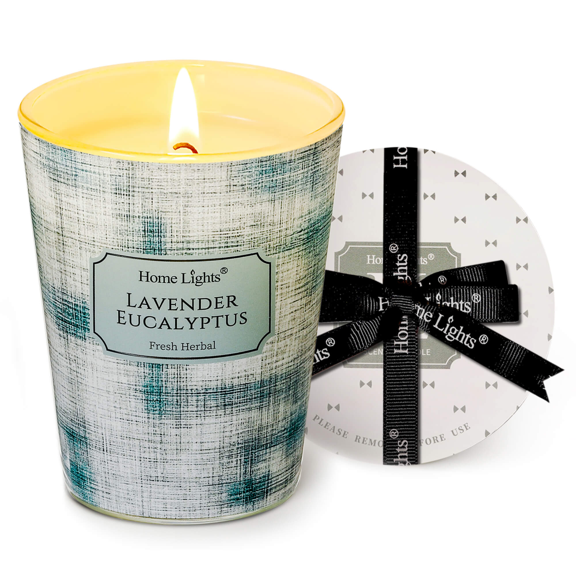 Picture of HomeLights Soy Wax Candles for Home Scented, 1-Wick Candles in Lavender Eucalyptus Scented, Aromatherapy Candles Gift for Parties, Relaxing, Scandinavian Minimalist Design, 6.7oz