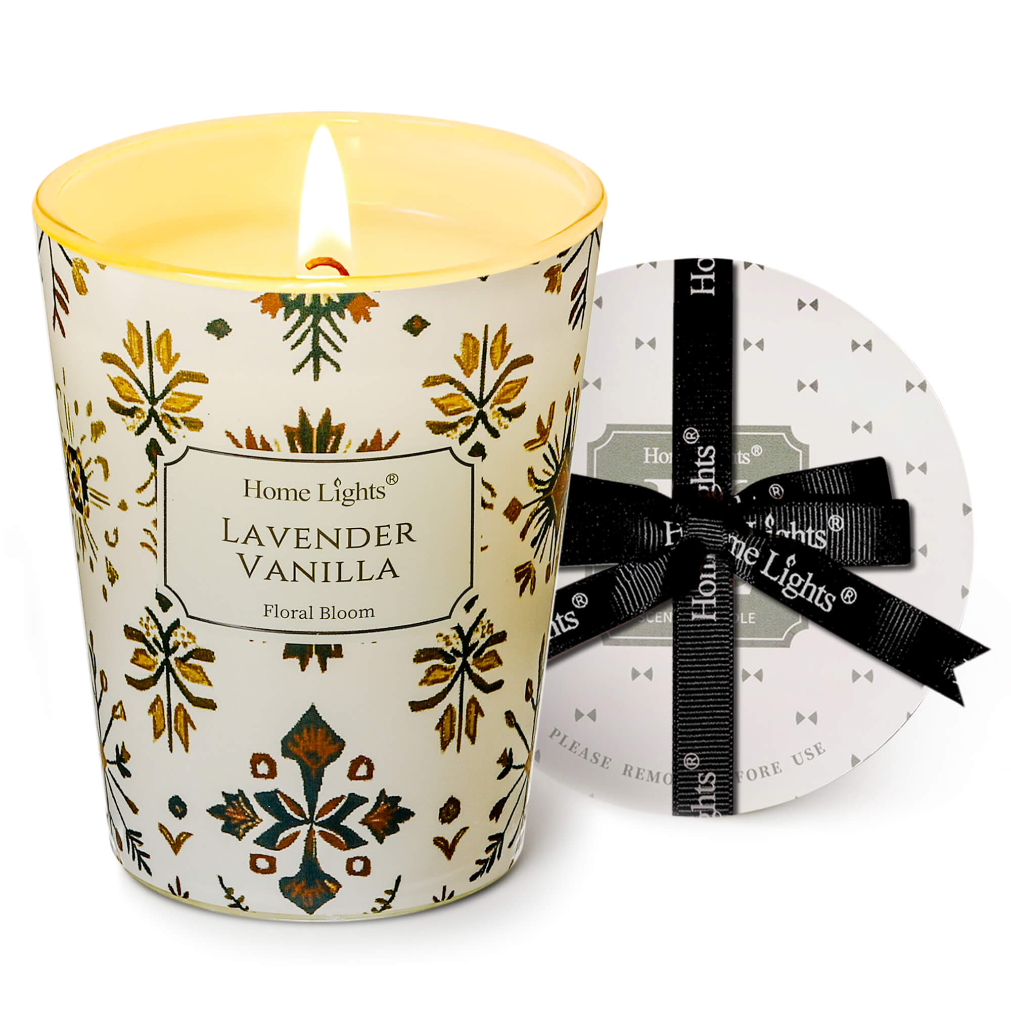 Picture of HomeLights Soy Wax Candles for Home Scented, 1-Wick Candles in Lavender Vanilla Scented, Aromatherapy Candles Gift for Parties, Relaxing, Bohemian Natural Textures, 6.7oz