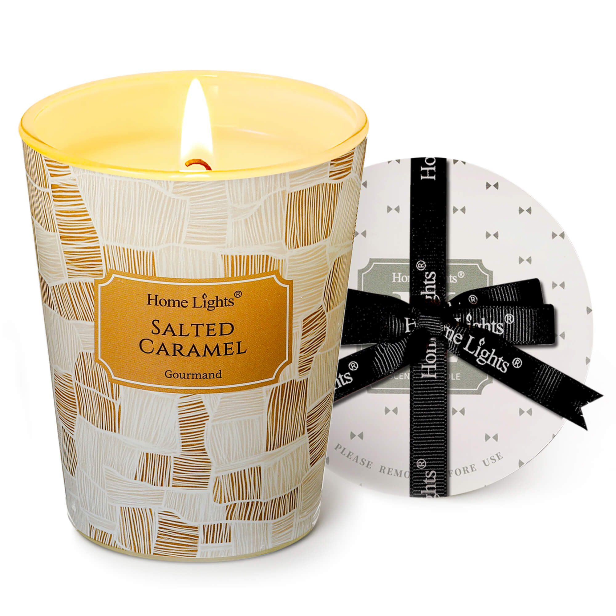 Picture of HomeLights Soy Wax Candles for Home Scented, 1-Wick Candles in Salted Caramel Scented, Rustic Modern Aromatherapy Candles Gift for Parties, Relaxing, 6.7oz