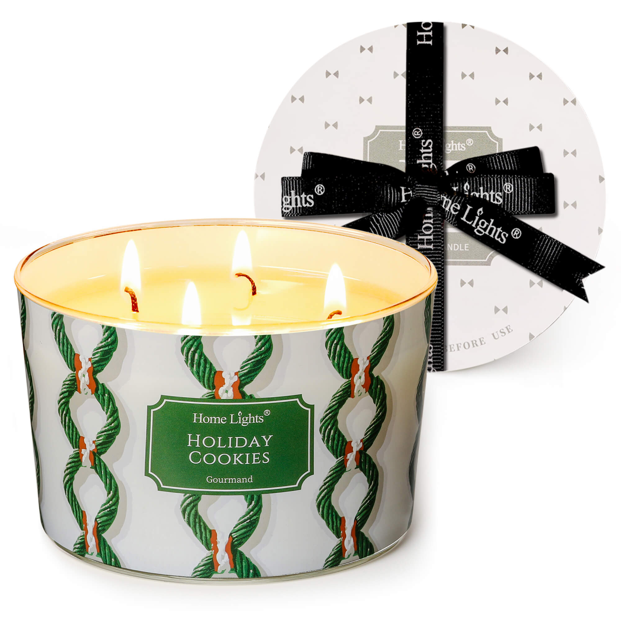 Picture of HomeLights 4-Wick Candles for Home Scented - 18oz Soy Wax Blend Candle Long-Lasting Fragrance, Rustic Modern Home Decor and Housewarming Gifts, Holiday Cookies