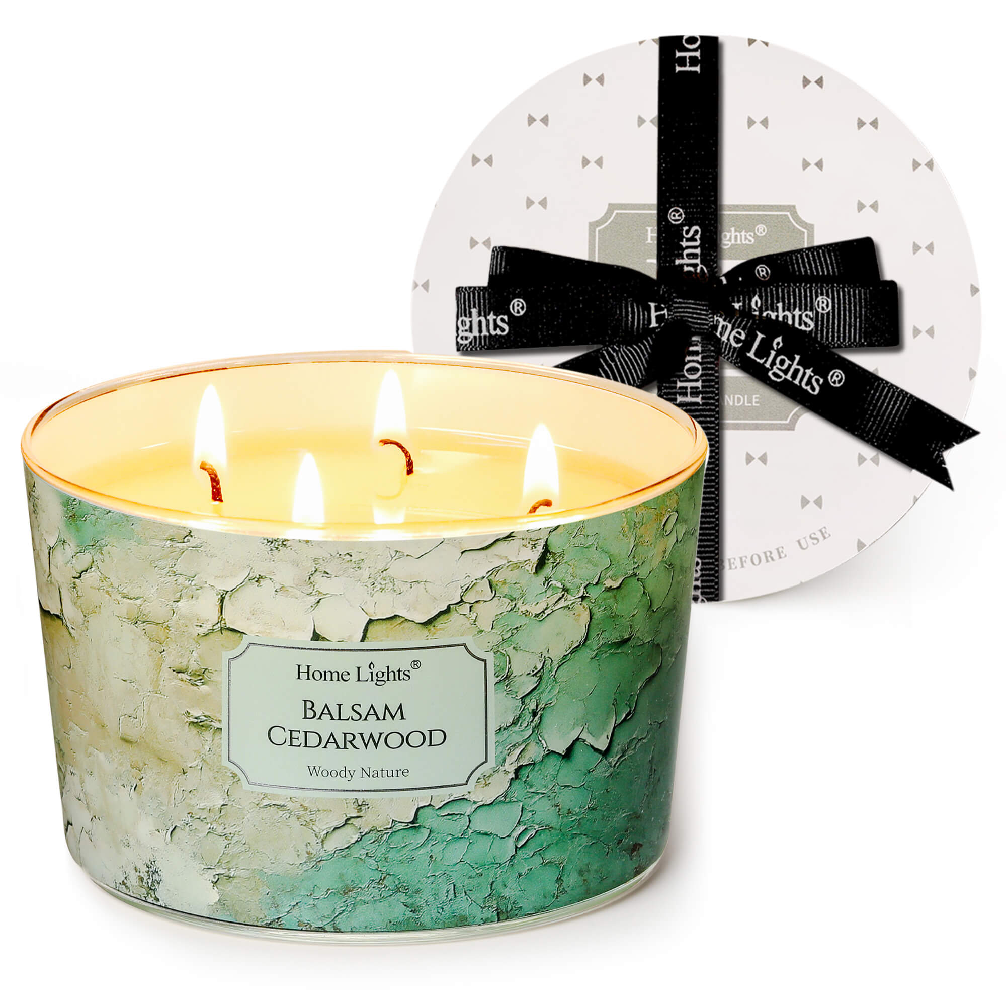 Picture of HomeLights Balsam Cedarwood Scented Candles | 18oz Soy Candles Industrial Chic 4-Wick Large Candle Jars | Ideal Candle Gifts for Events, Home Decor Stress, Relief & Relaxation