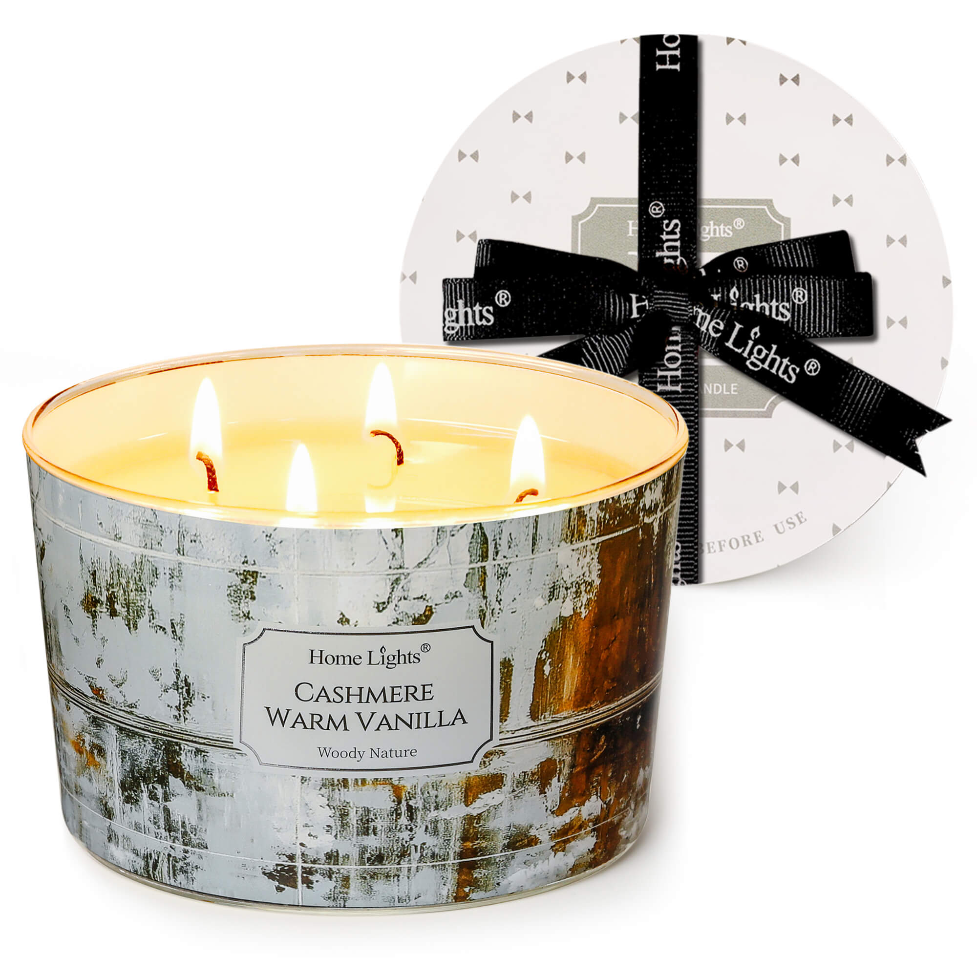 Picture of HomeLights Scented Candles for Women & Men, 18oz Candle Jars Aromatherapy 4-Wick Candle, Ideal for Industrial Chic Home Decor and Gifts, Cashmere Warm Vanilla