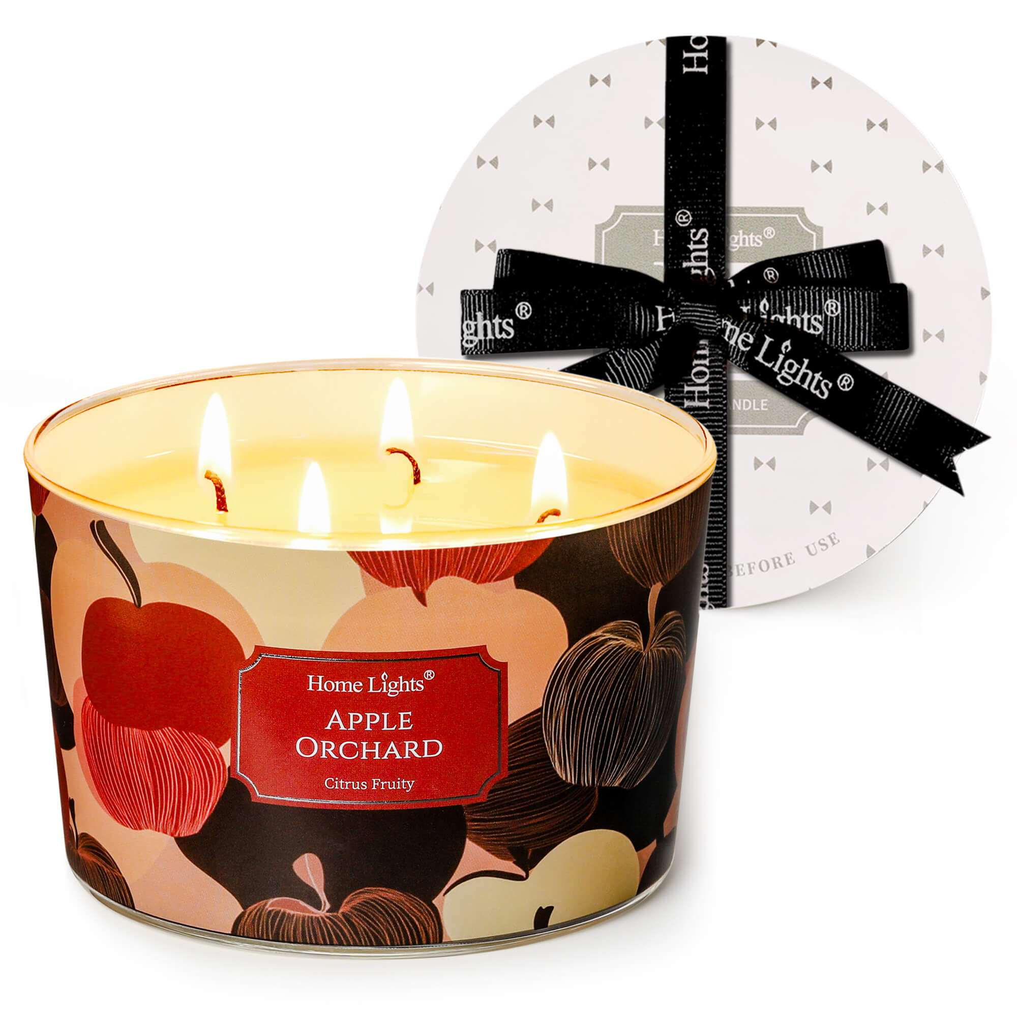 Picture of HomeLights Soy Wax Candles for Home Scented, 4-Wick Candles in Apple Orchard Scented, Aromatherapy Candles Gift for Parties, Relaxing, Eclectic Mixed Styles, 18oz