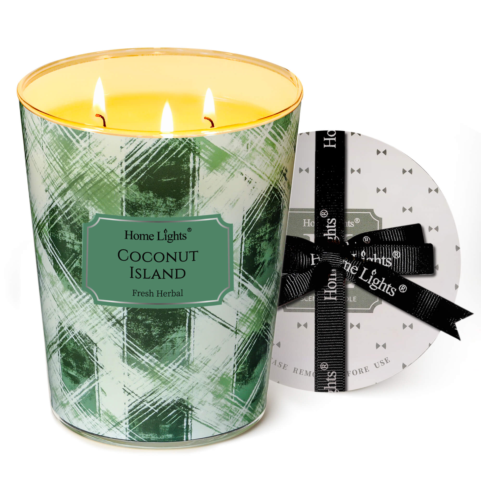 Picture of HomeLights 3-Wick Candles for Home Scented - 34oz Soy Wax Blend Candle Long-Lasting Fragrance, Scandinavian Minimalist Design Home Decor and Housewarming Gifts, Coconut Island