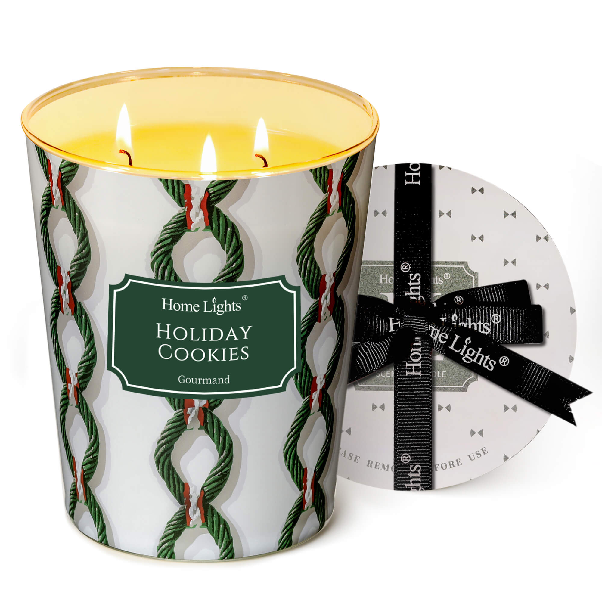 Picture of HomeLights Holiday Cookies Scented Candles | 34oz Soy Candles Rustic Modern 3-Wick Large Candle Jars | Ideal Candle Gifts for Events, Home Decor Stress, Relief & Relaxation