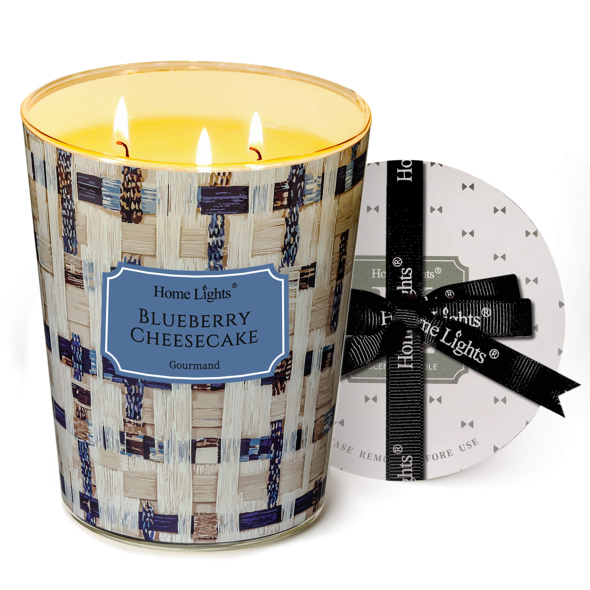 Picture of HomeLights Scented Candles for Women & Men, 34oz Candle Jars Aromatherapy 3-Wick Candle, Ideal for Rustic Modern Home Decor and Gifts, Blueberry Cheesecake