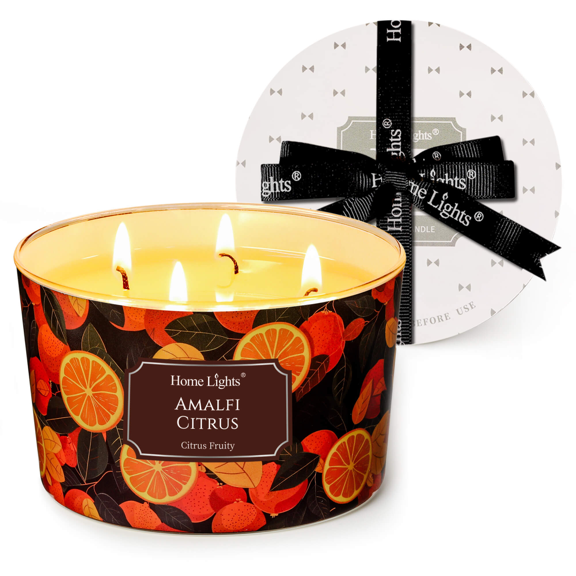 Picture of HomeLights 4-Wick Candles for Home Scented - 18oz Soy Wax Blend Candle Long-Lasting Fragrance, Eclectic Mixed Styles Home Decor and Housewarming Gifts, Amalfi Citrus