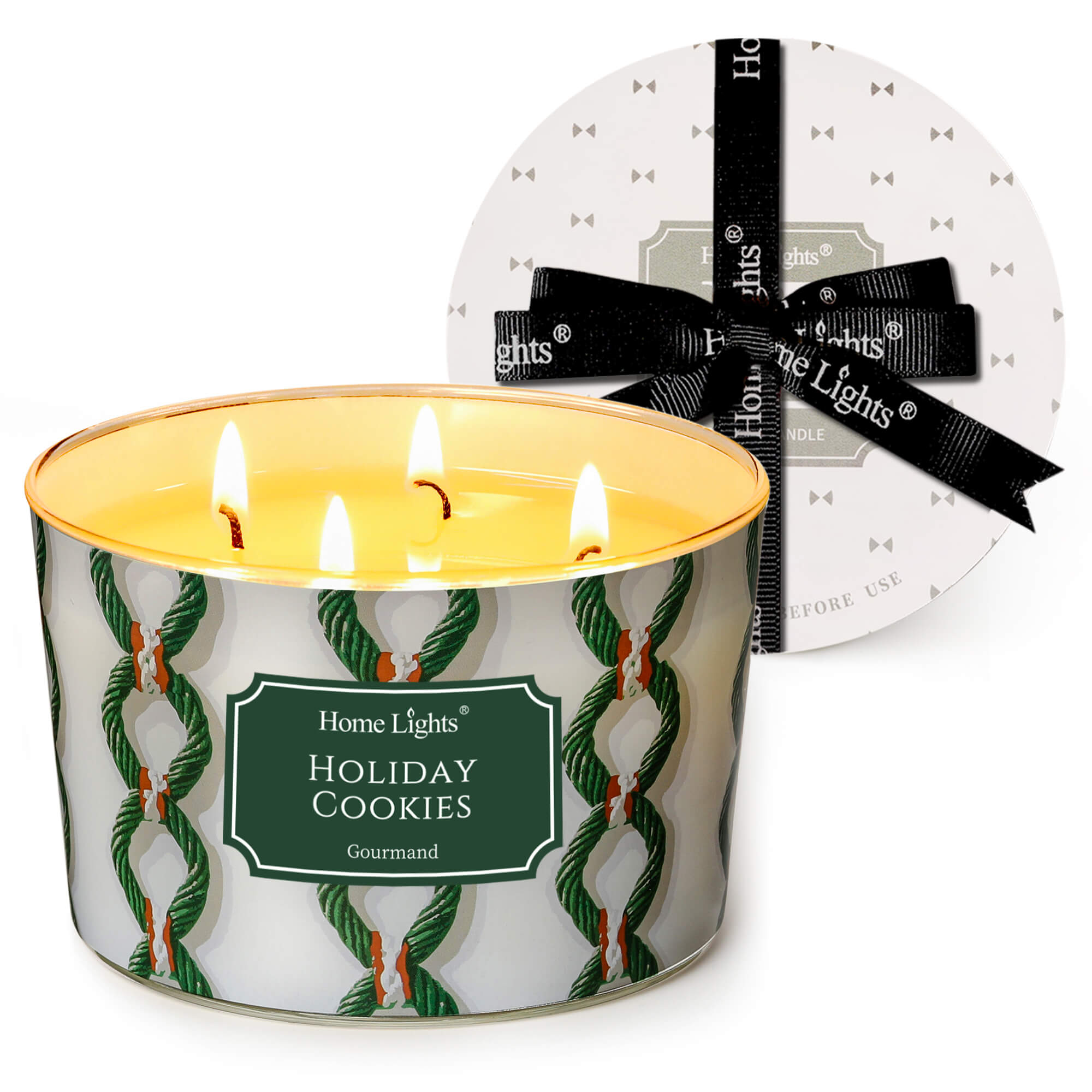 Picture of HomeLights 4-Wick Candles for Home Scented - 18oz Soy Wax Blend Candle Long-Lasting Fragrance, Rustic Modern Home Decor and Housewarming Gifts, Holiday Cookies