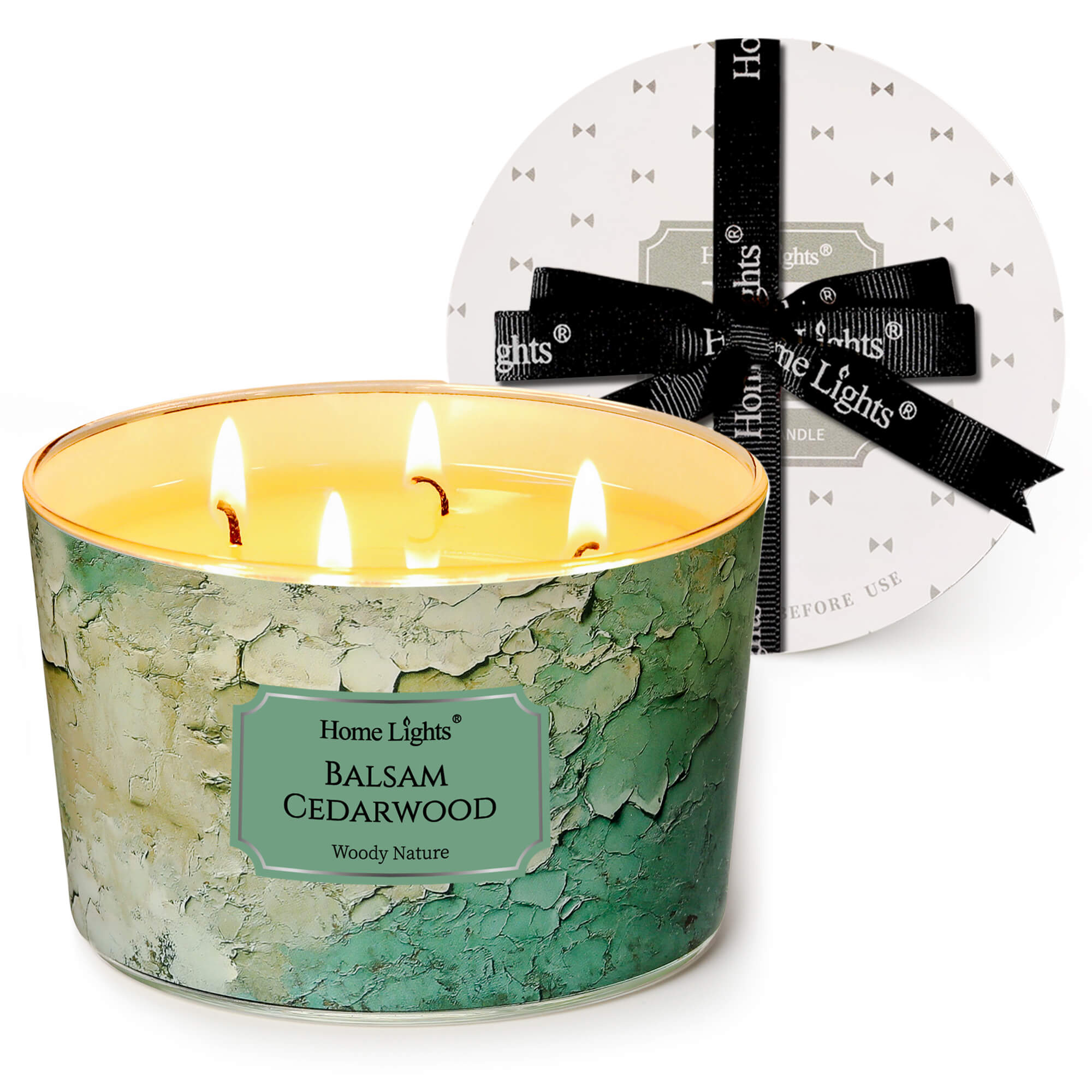 Picture of HomeLights Balsam Cedarwood Scented Candles | 18oz Soy Candles Industrial Chic 4-Wick Large Candle Jars | Ideal Candle Gifts for Events, Home Decor Stress, Relief & Relaxation