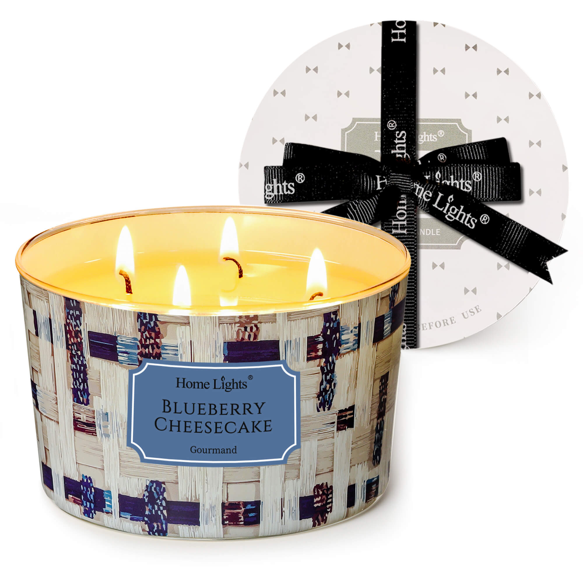 Picture of HomeLights Scented Candles for Women & Men, 18oz Candle Jars Aromatherapy 4-Wick Candle, Ideal for Rustic Modern Home Decor and Gifts, Blueberry Cheesecake