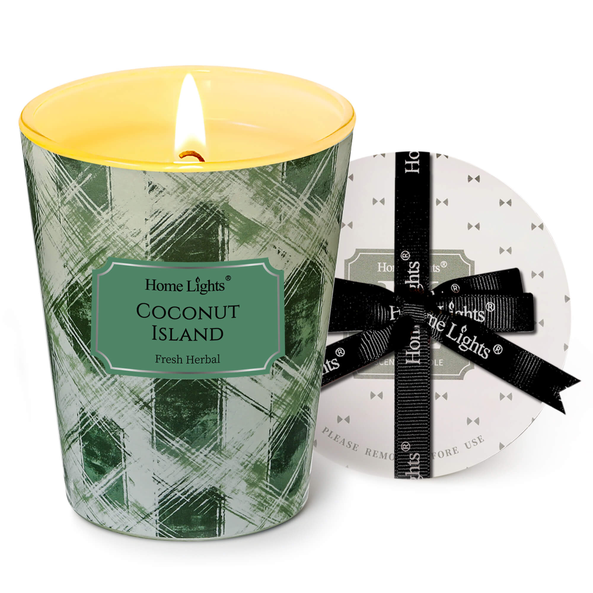 Picture of HomeLights 1-Wick Candles for Home Scented - 6.7oz Soy Wax Blend Candle Long-Lasting Fragrance, Scandinavian Minimalist Design Home Decor and Housewarming Gifts, Coconut Island