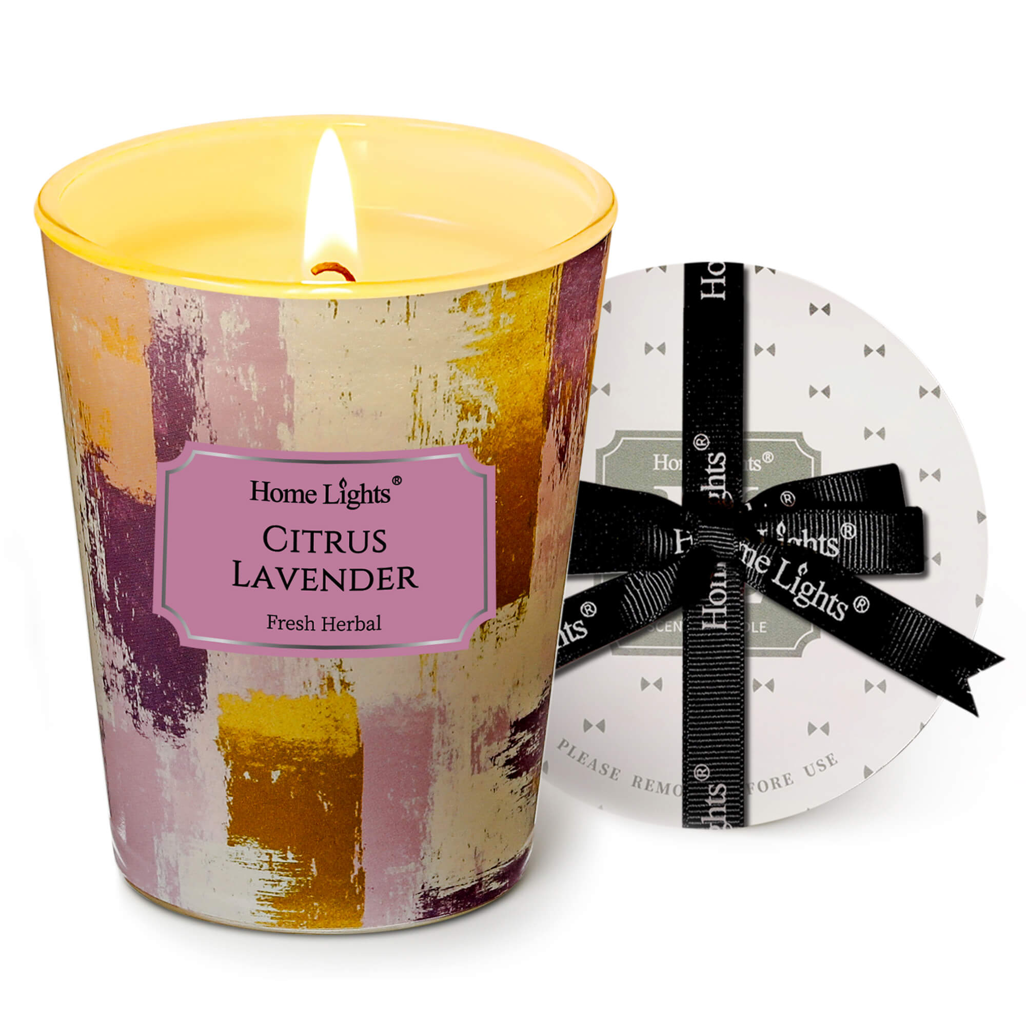 Picture of HomeLights Citrus Lavender Scented Candles | 6.7oz Soy Candles Scandinavian Minimalist Design Large Candle Jars | Ideal Candle Gifts for Events, Home Decor Stress, Relief & Relaxation