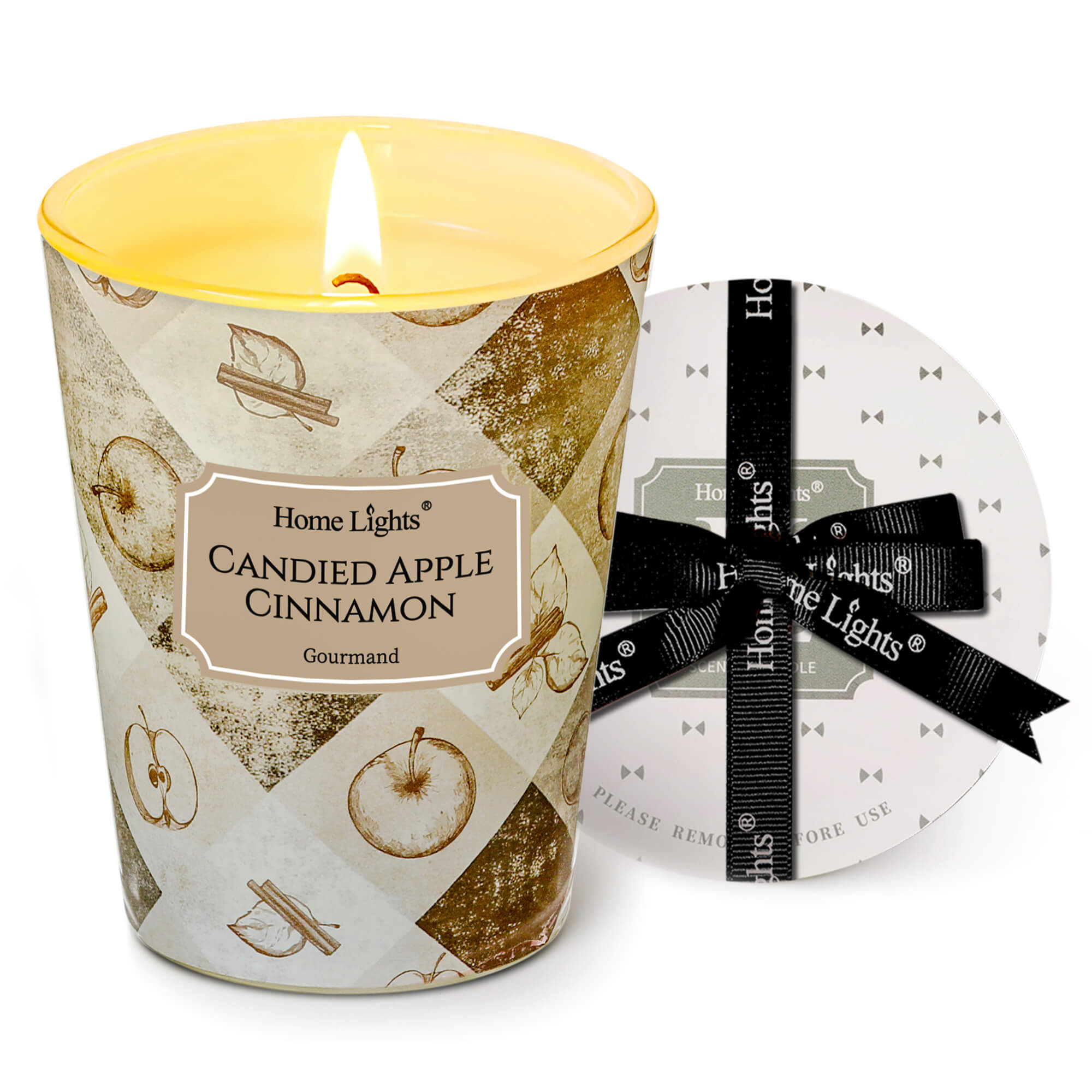 Picture of HomeLights Large jar Candle | 1-Wick Long-Lasting Scented Candles, 6.7oz Natural Soy Wax Candle for Home Scented, Rustic Modern Gifts for Women & Men, Candied Apple Cinnamon