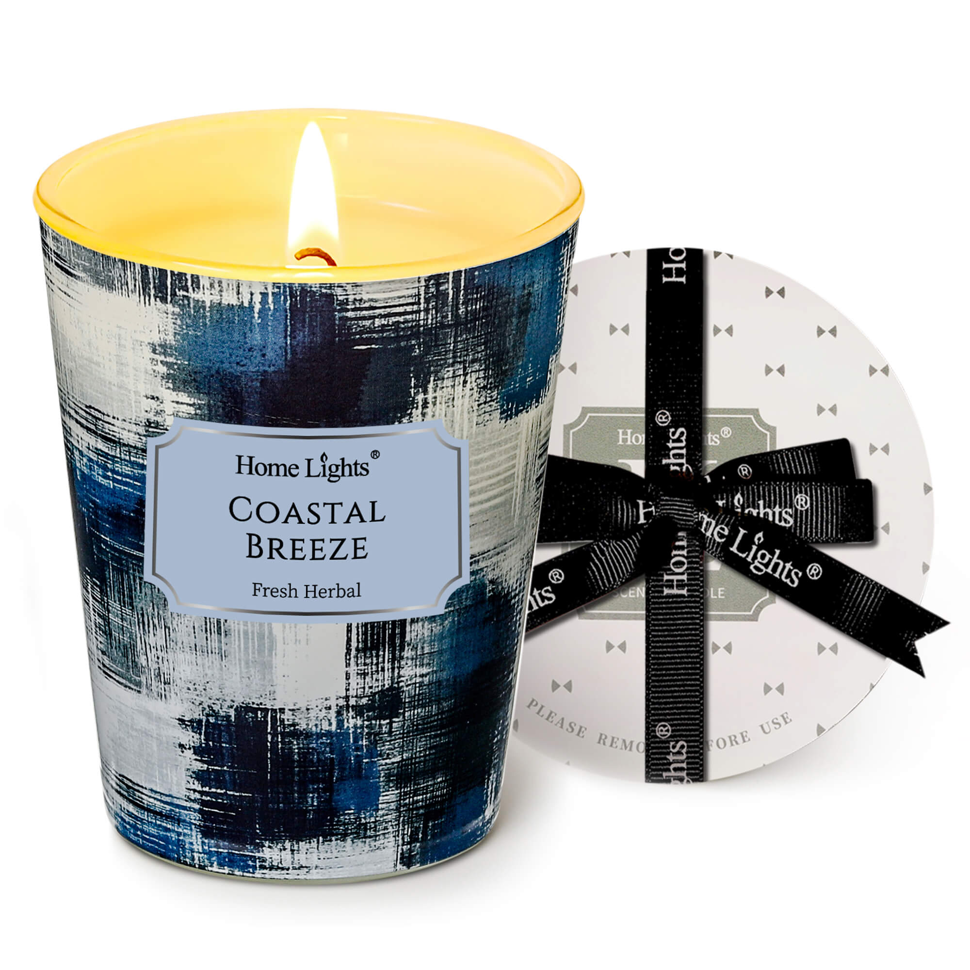 Picture of HomeLights Large jar Candle | 1-Wick Long-Lasting Scented Candles, 6.7oz Natural Soy Wax Candle for Home Scented, Scandinavian Minimalist Design Gifts for Women & Men, Coastal Breeze