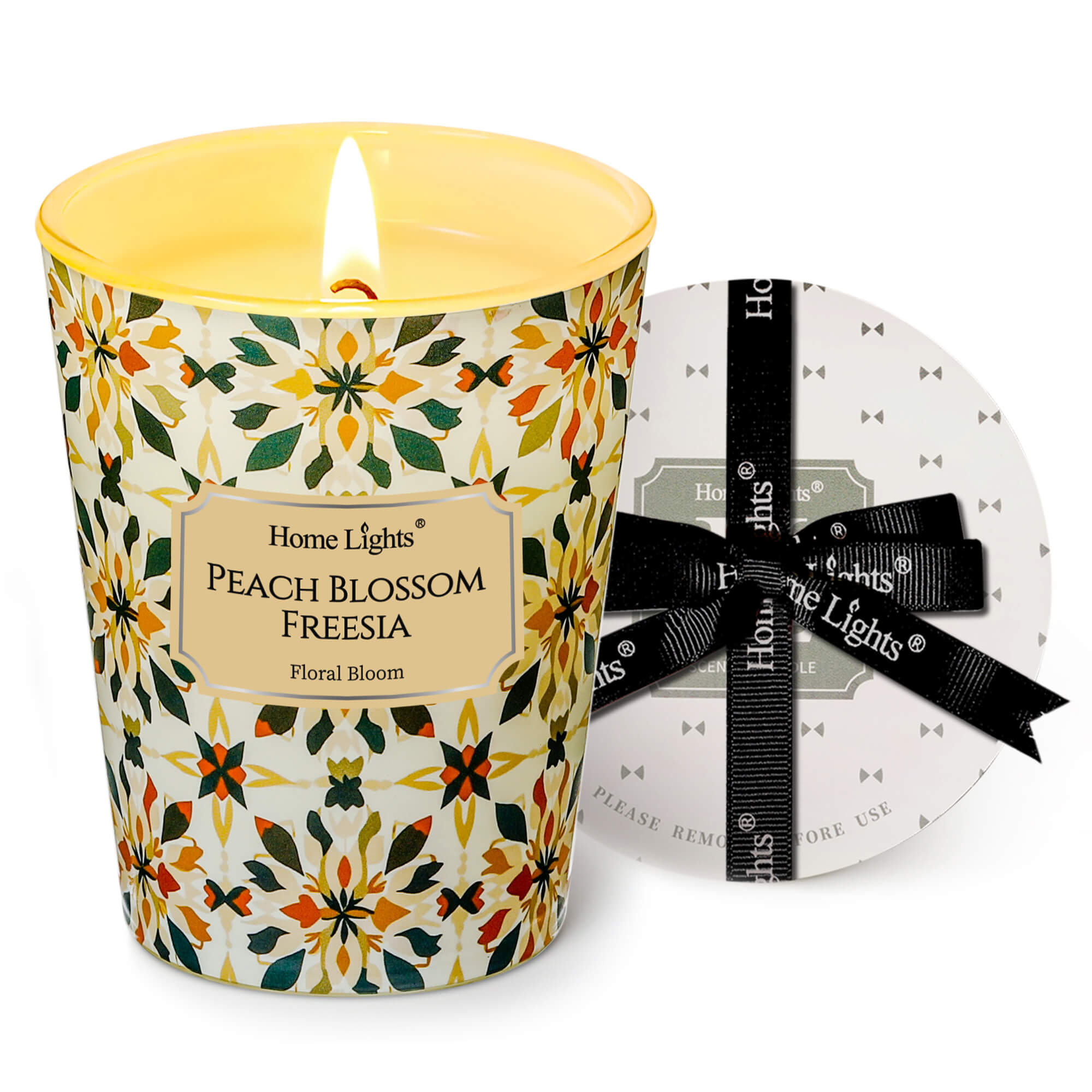 Picture of HomeLights Scented Candles for Women & Men, 6.7oz Candle Jars Aromatherapy Single Wick Candle, Ideal for Bohemian Natural Textures Home Decor and Gifts, Peach Blossom Freesia