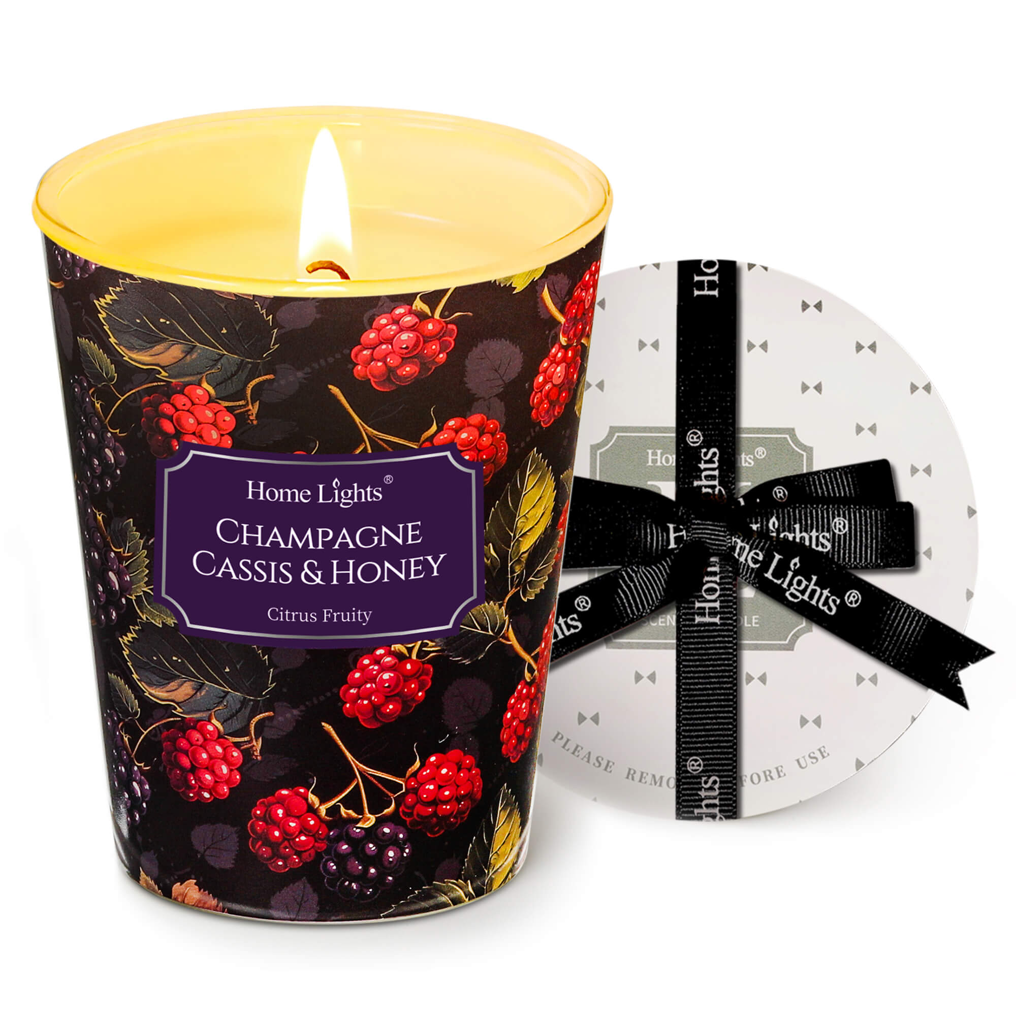 Picture of HomeLights Scented Candles for Women & Men, 6.7oz Candle Jars Aromatherapy Single Wick Candle, Ideal for Eclectic Mixed Styles Home Decor and Gifts, Champagne Cassis & Honey
