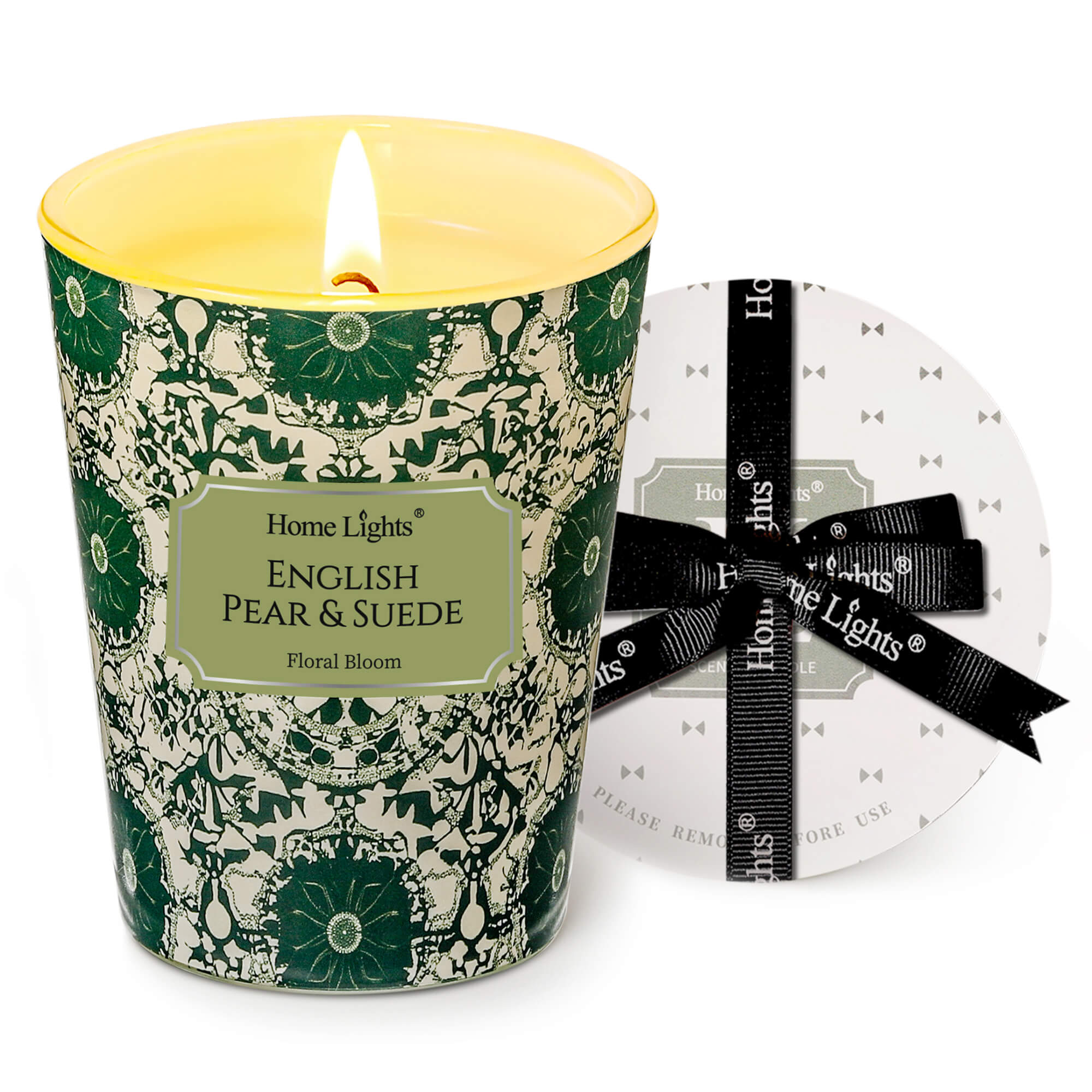 Picture of HomeLights Soy Wax Candles for Home Scented, 1-Wick Candles in English Pear & Suede Scented, Aromatherapy Candles Gift for Parties, Relaxing, Bohemian Natural Textures, 6.7oz