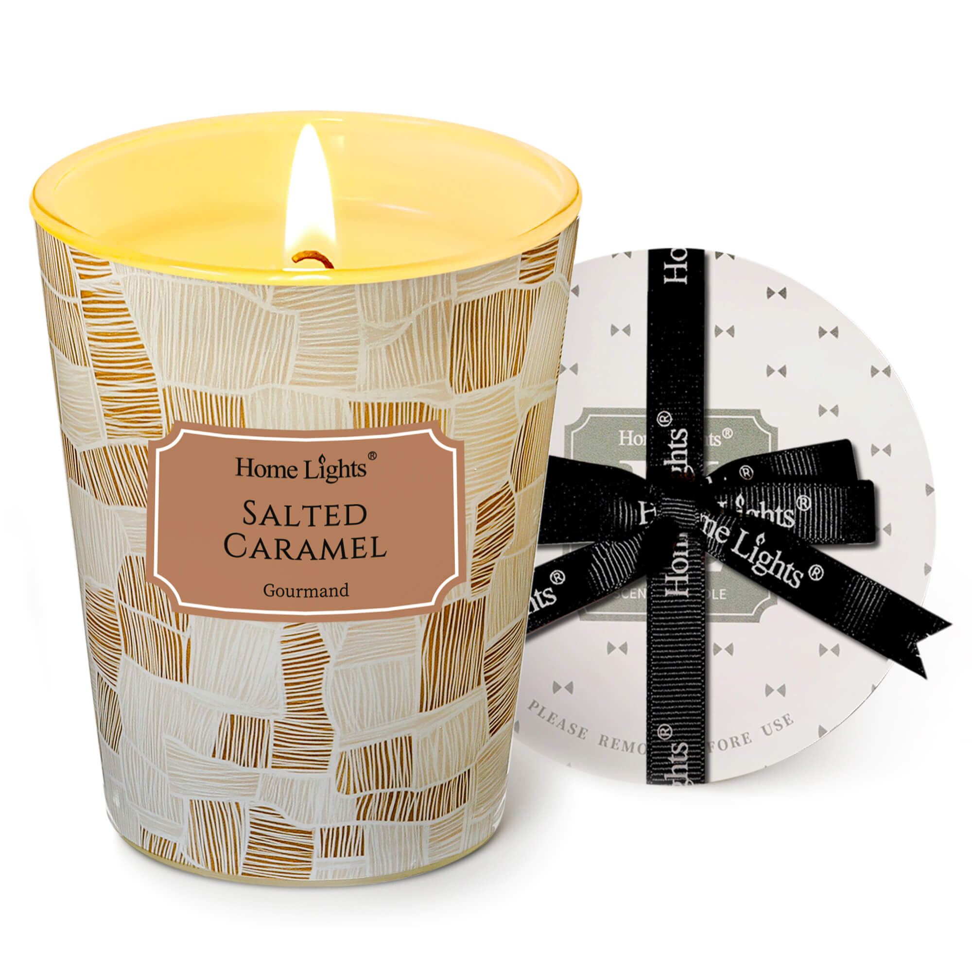 Picture of HomeLights Soy Wax Candles for Home Scented, 1-Wick Candles in Salted Caramel Scented, Rustic Modern Aromatherapy Candles Gift for Parties, Relaxing, 6.7oz