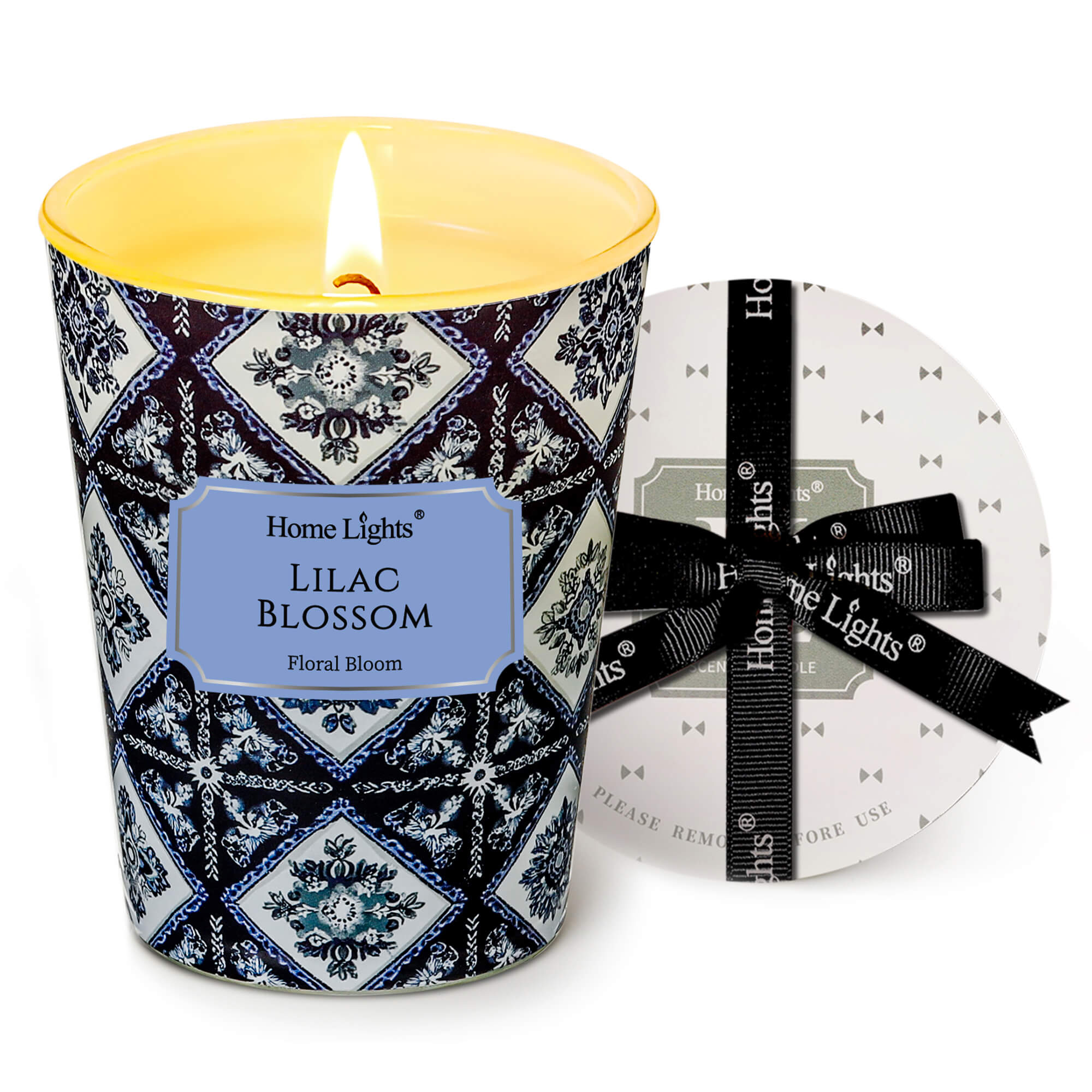 Picture of HomeLights 1-Wick Candles for Home Scented - 6.7oz Soy Wax Blend Candle Long-Lasting Fragrance, Bohemian Natural Textures Home Decor and Housewarming Gifts, Lilac Blossom